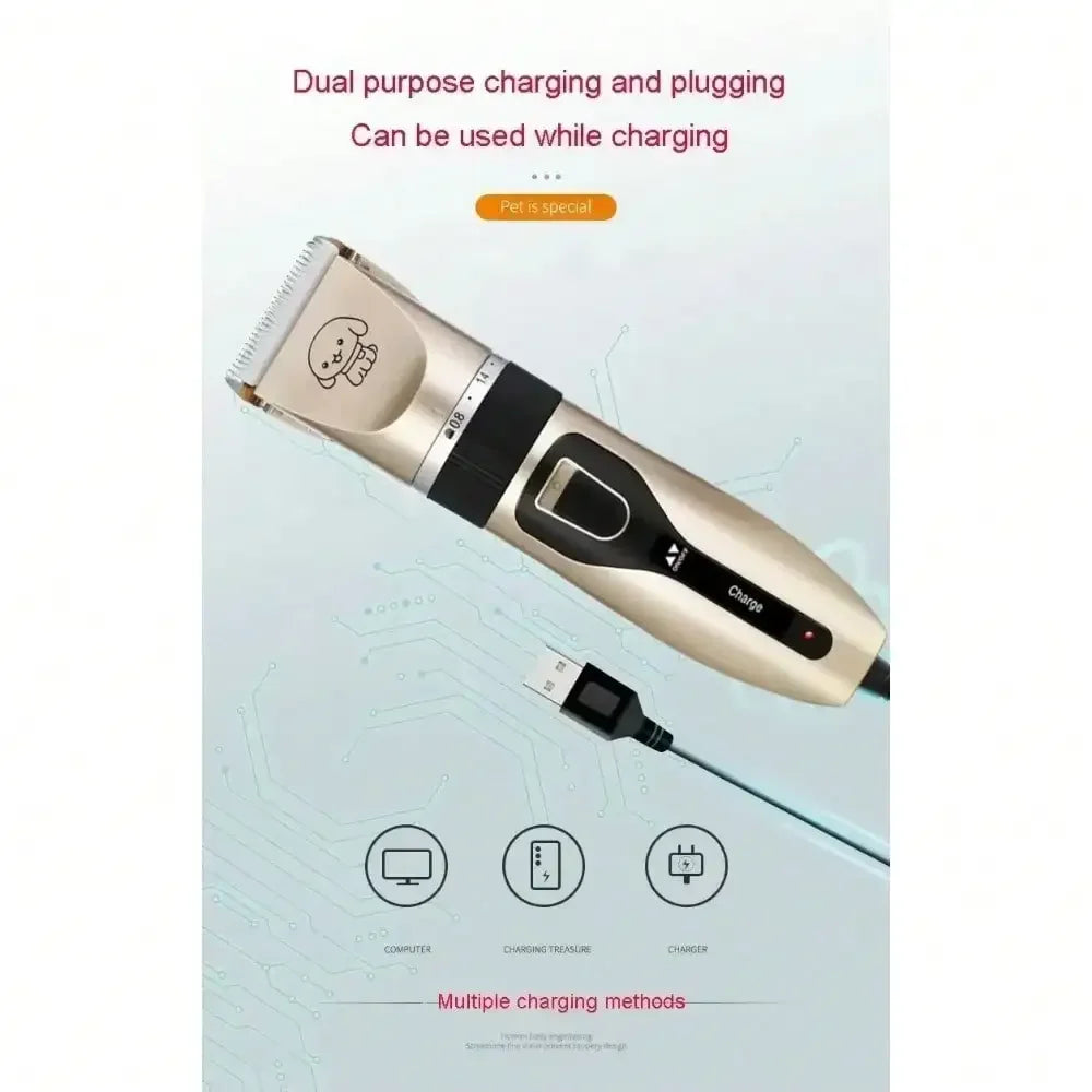 Professional Low-Noise Electric Pet Grooming Clipper Kit - 5