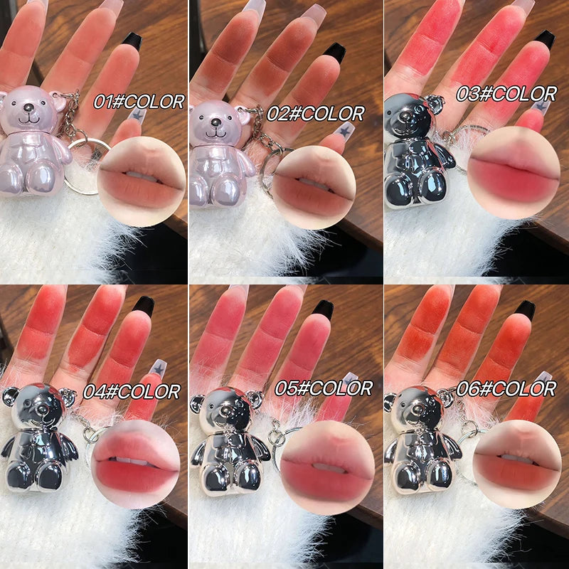 Cute Bear Keychain Velvet Matte Lip Clay - 4