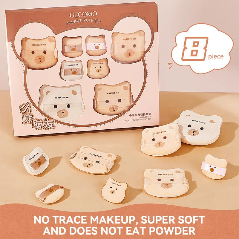 Cute Bear Makeup Powder Puff Set for Flawless Application - 19