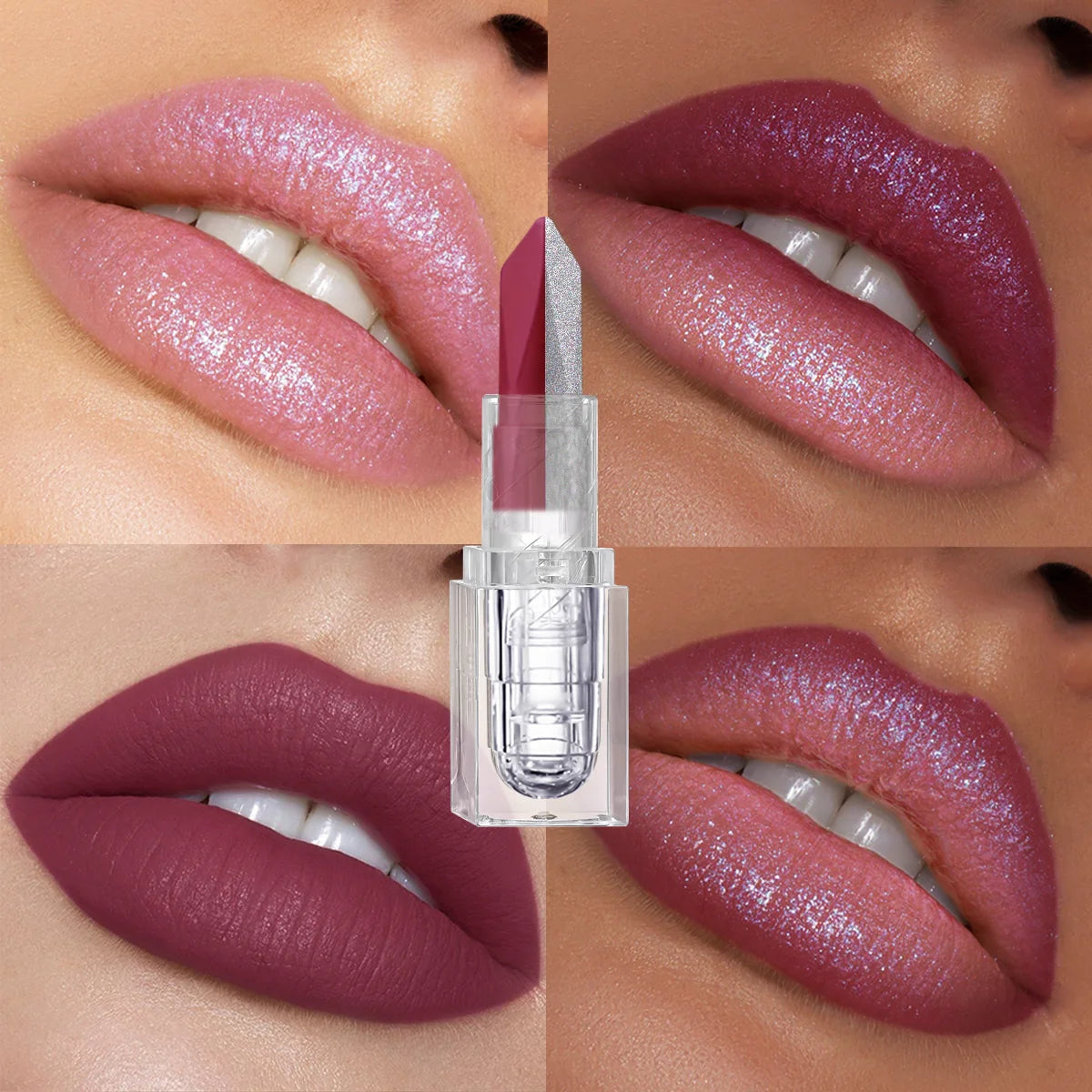 Two-Tone Glitter Matte Lipstick for Bold Lips - 3