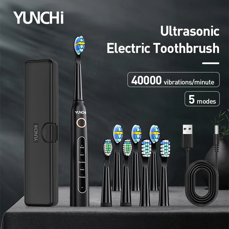 Electric Sonic Toothbrush with 8 Replacement Heads - 1