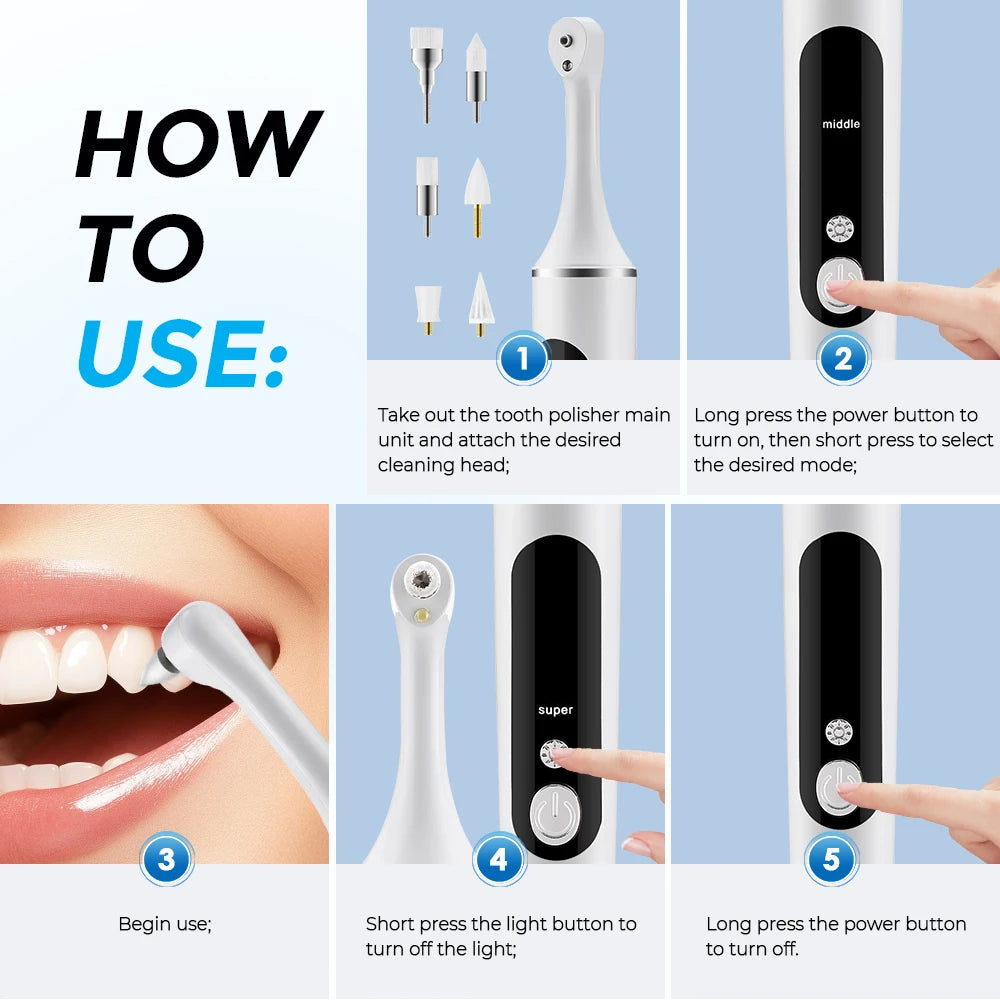 Electric Rechargeable Teeth Polishing and Whitening Kit - 8