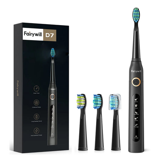 Sonic Rechargeable Electric Toothbrush with 4 Replacement Heads