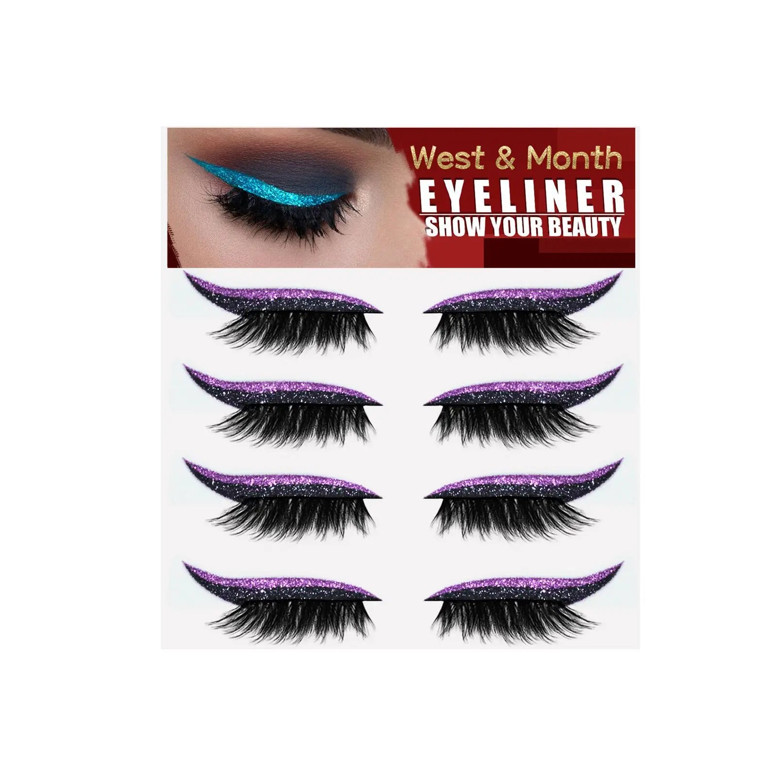 Reusable Self-Adhesive Eyeliner and Eyelash Stickers - 10