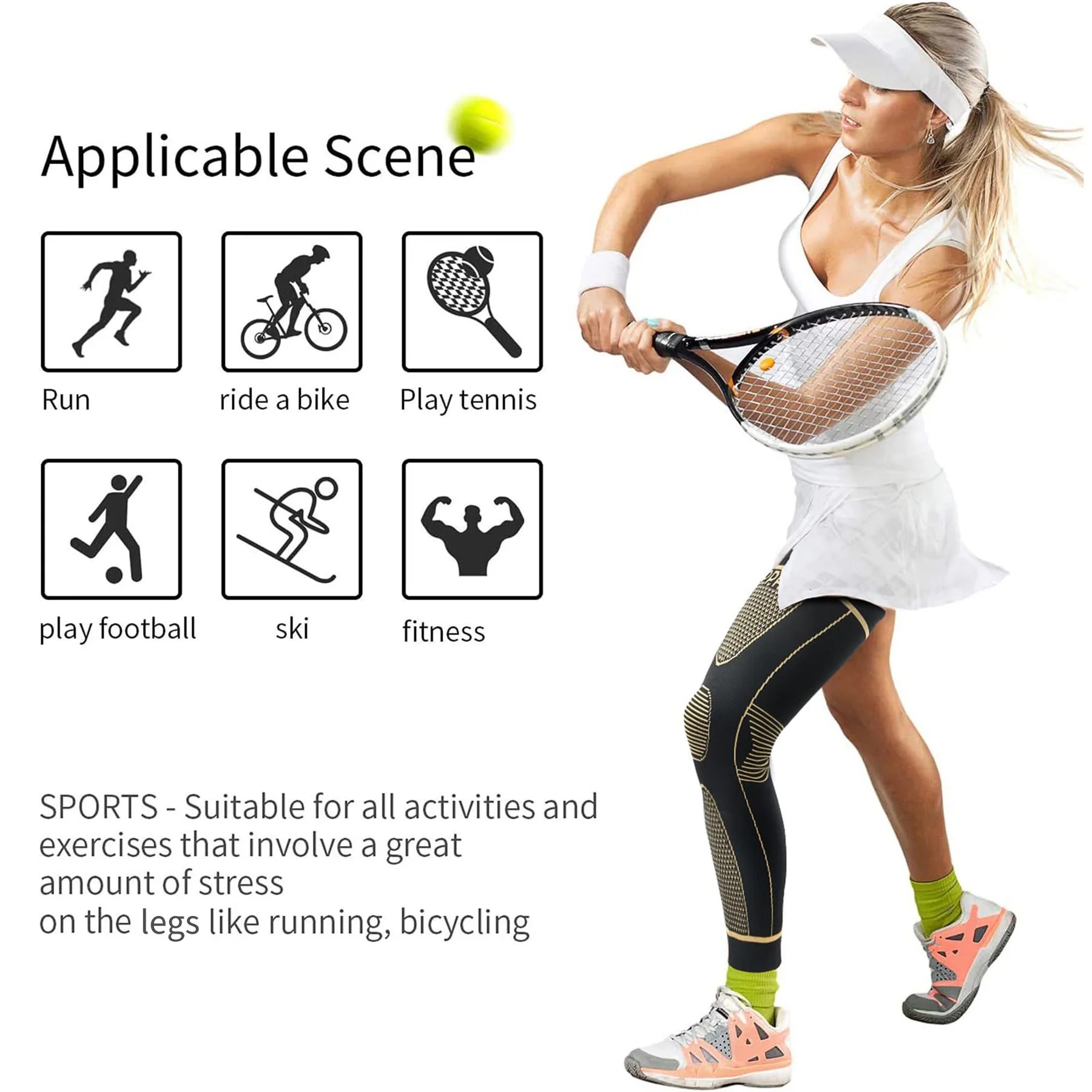 Compression Knee Support Sleeve for Sports and Pain Relief - 4