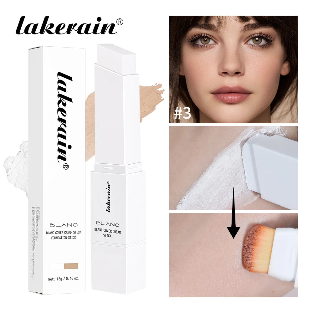 Full Coverage Color-Changing Cream Foundation Stick with Built-in Brush