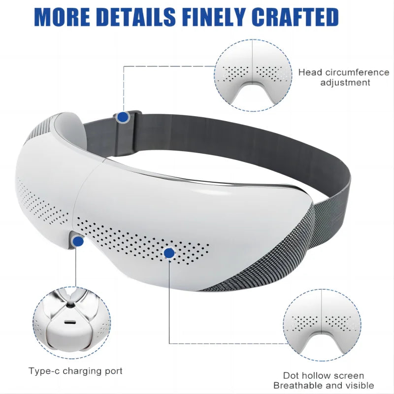 Portable Heated Eye Massager with Bluetooth for Stress Relief - 2