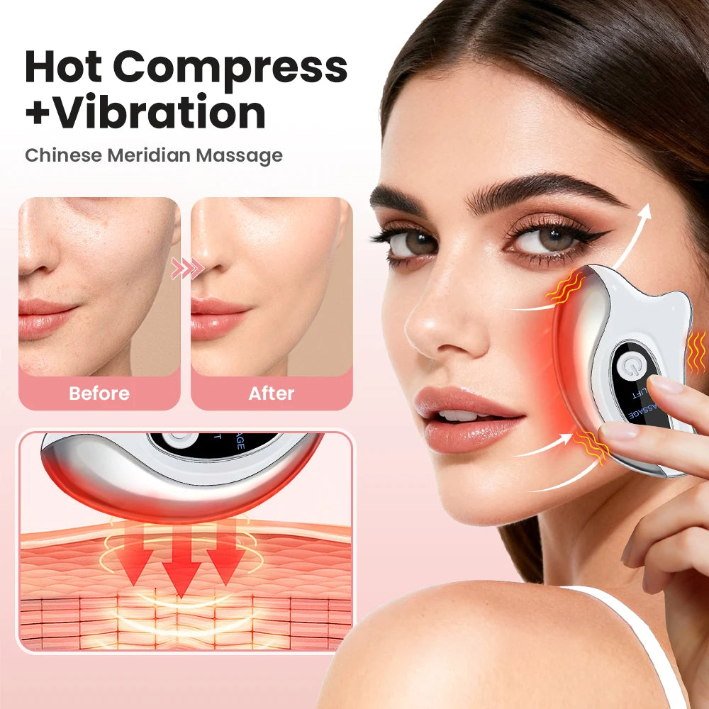 Electric Heated Gua Sha Facial Lifting and Massage Tool