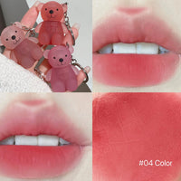 Portable Bear Keychain Velvet Matte Lip Mud