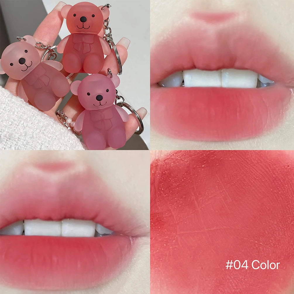 Cute Bear Velvet Matte Lip Mud Keychain - 26