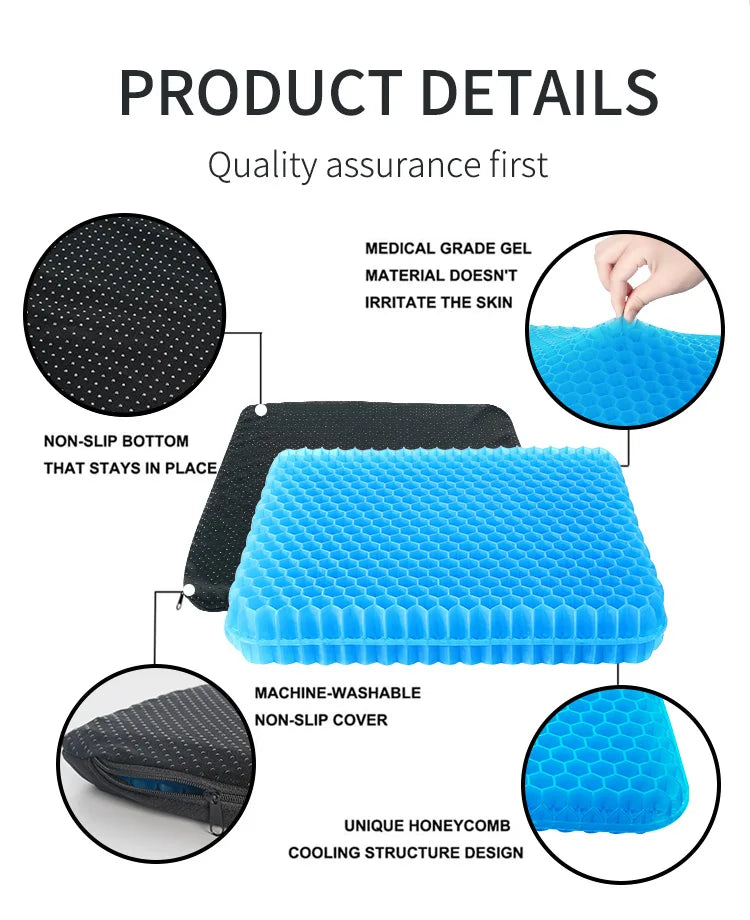 Ergonomic Honeycomb Gel Seat Cushion for Pain Relief - 13