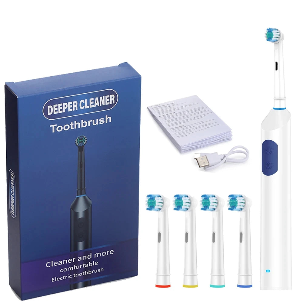 Rechargeable Rotary Electric Toothbrush with 4 Heads - 28