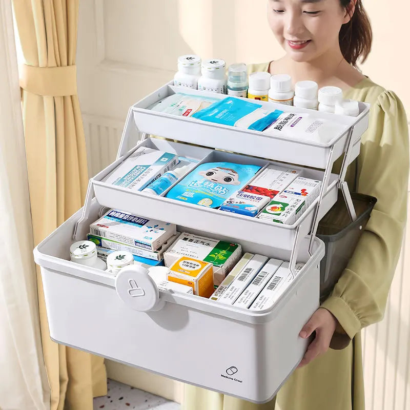 Large Multi-Tier Family Medicine Organizer Storage Box - 1