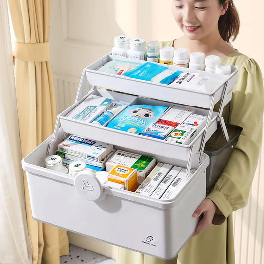 Large Multi-Tier Family Medicine Organizer Storage Box