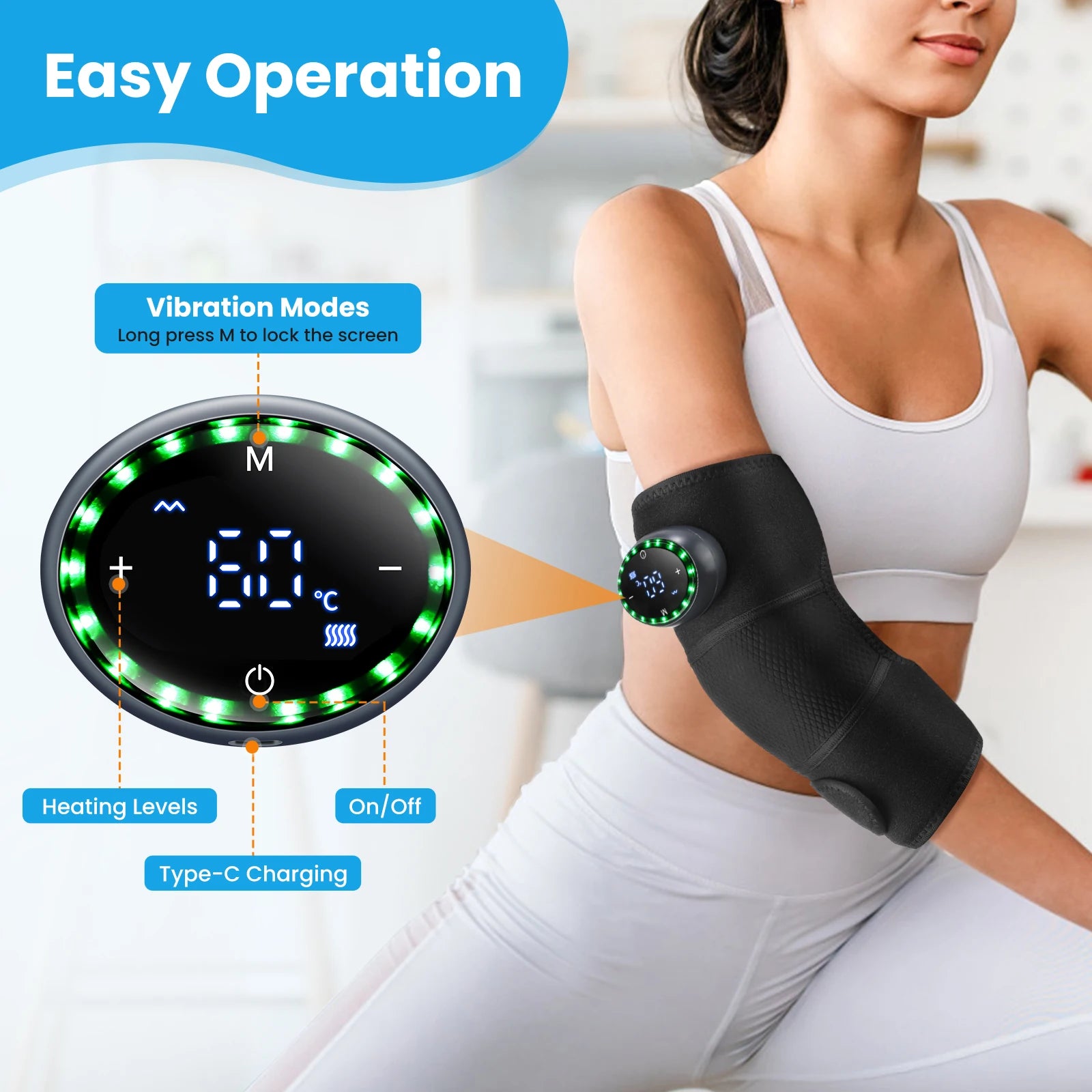 Electric Heated Shoulder Massage Brace with Vibration - 40