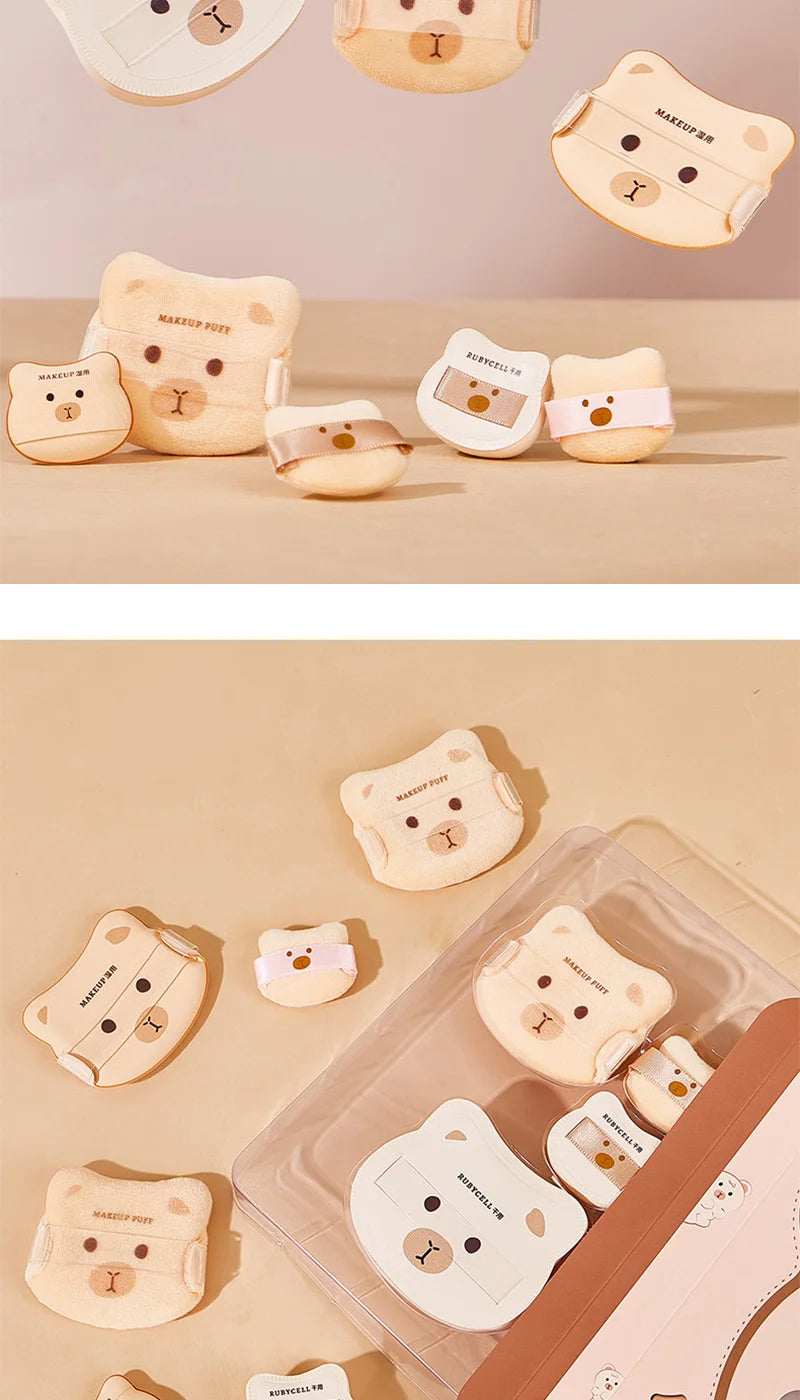 Cute Bear Makeup Powder Puff Set for Flawless Application - 16