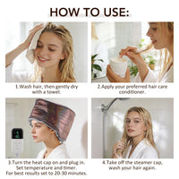 Electric Deep Conditioning Hair Steamer Cap for Home Spa