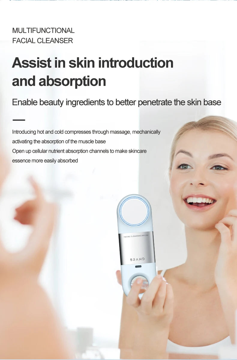 Hot and Cold Facial Cleansing Brush with Heated Massage - 15