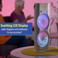 Portable Dual-Head Cooling Fan with LED Mist