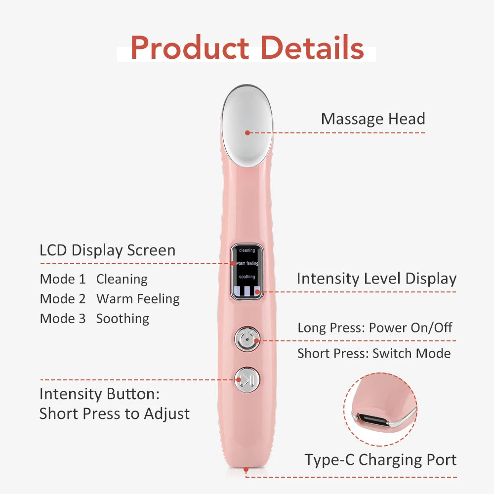 Heated Vibration Eye Massager Wand for Dark Circles and Puffiness - 10
