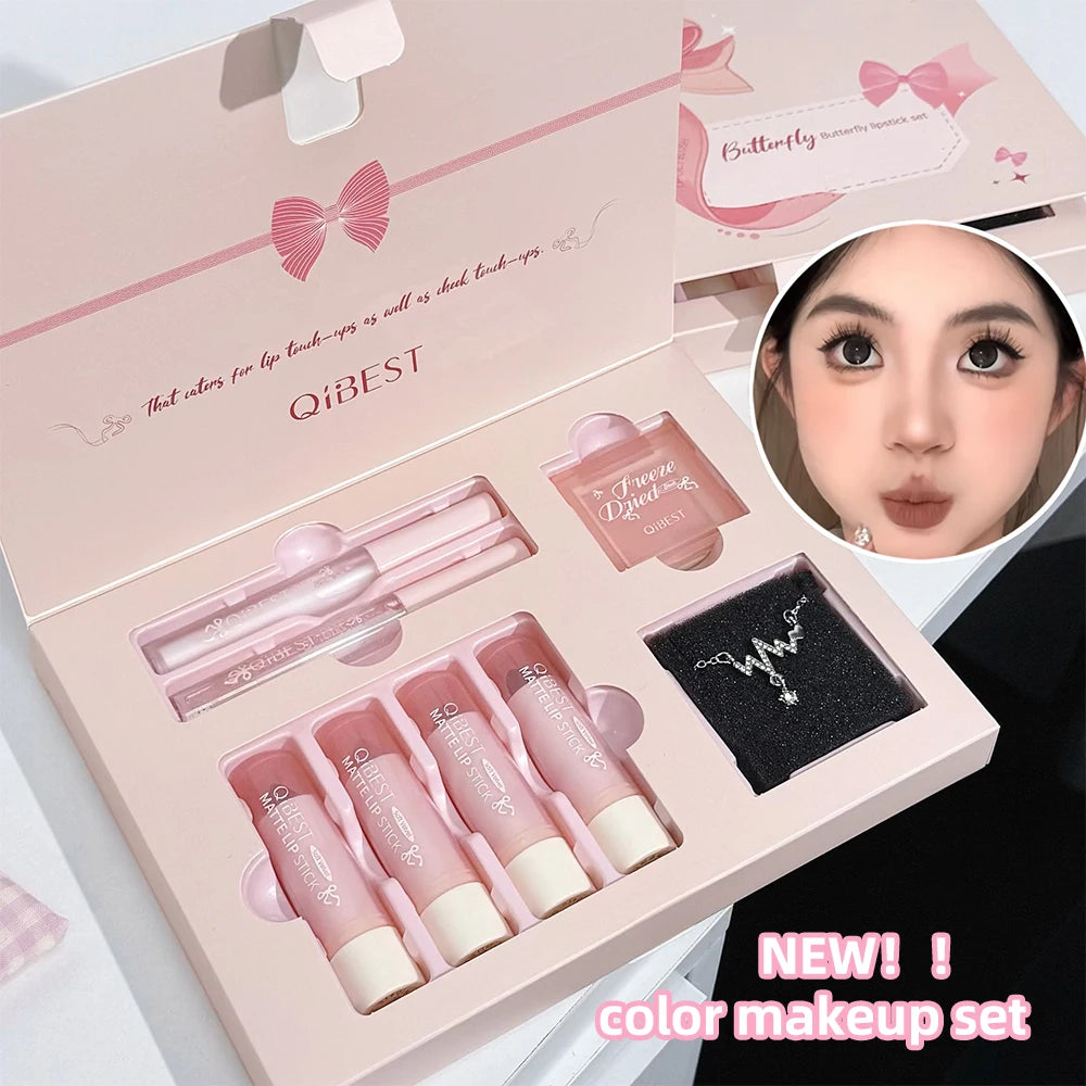 7-Piece Velvet Lip and Face Makeup Gift Set - 7