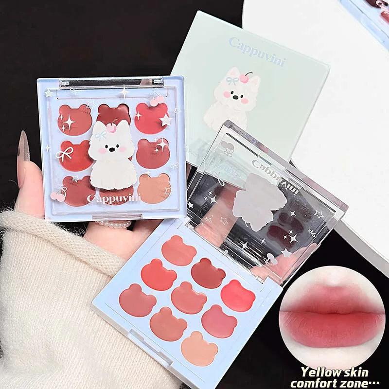 9-Color Matte Lip Mud Makeup Palette - 4