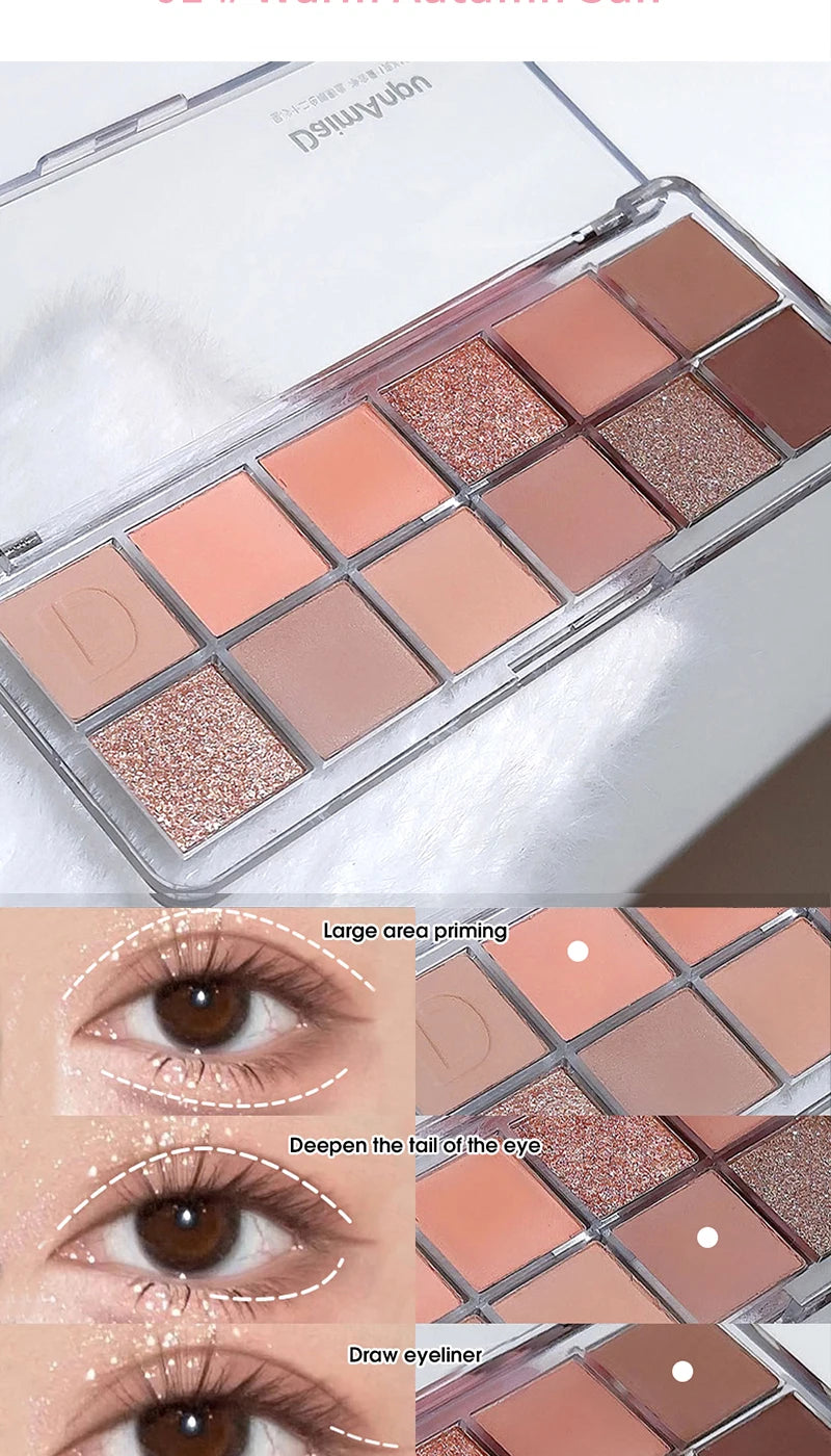 12-Color Eyeshadow Palette - Long-Lasting Shimmer and Matte Shades - 9
