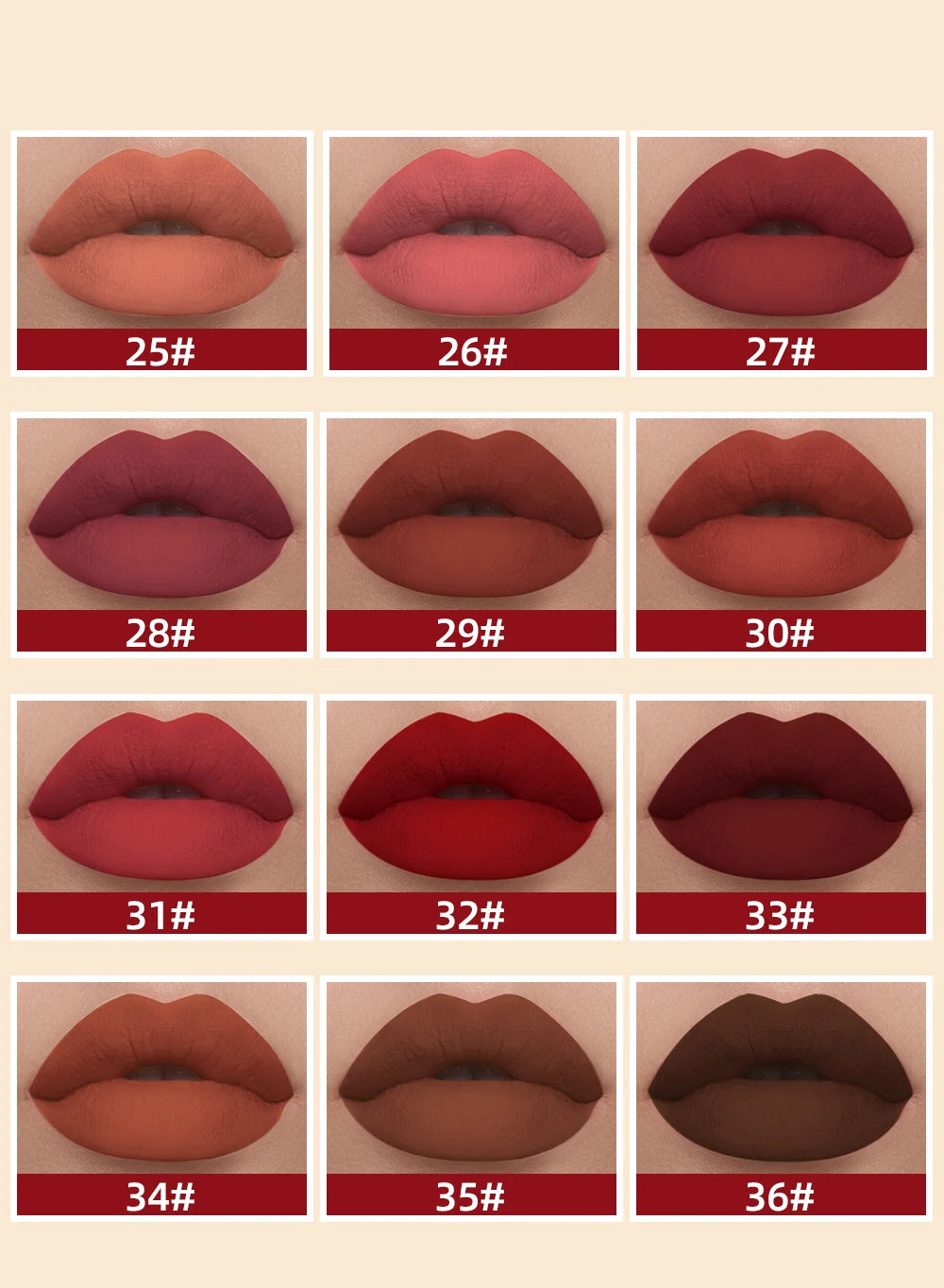 12-Piece Waterproof Matte Liquid Lipstick Set - 18