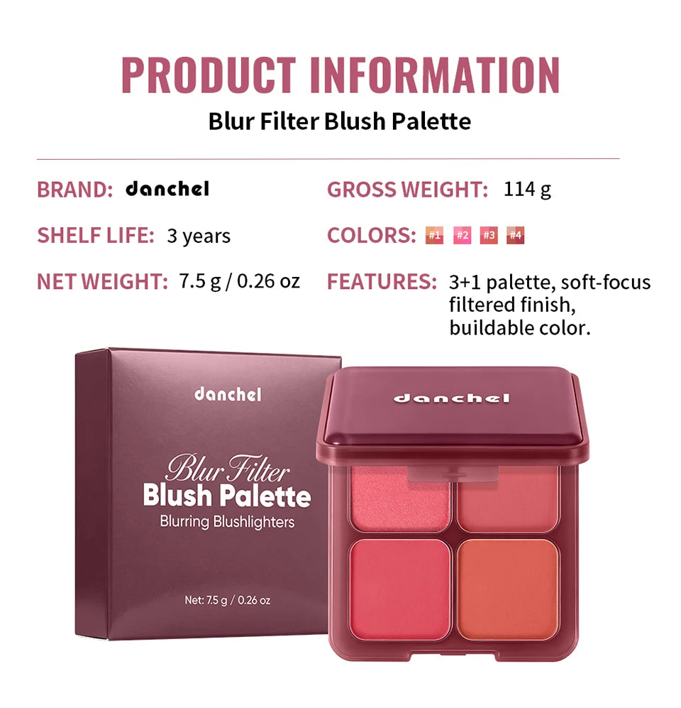 4-Color Soft-Focus Blurring Blush Palette - 16