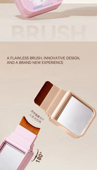 Portable Traceless Makeup Brush and Puff Case with Mirror