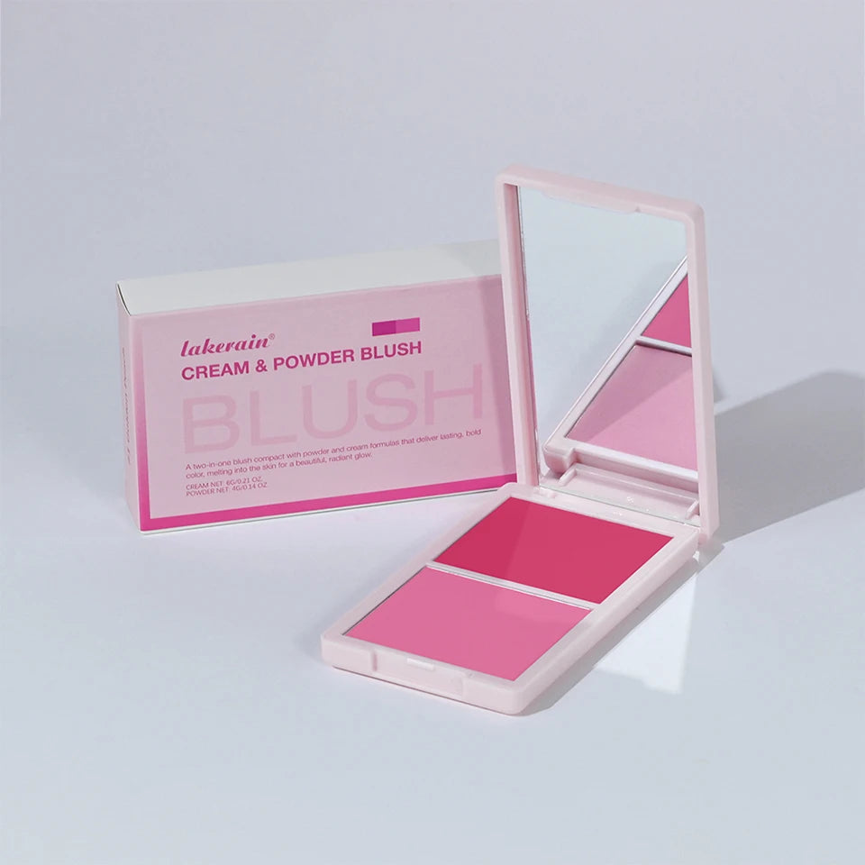 2-in-1 Cream and Powder Long-Lasting Blush Palette - 18