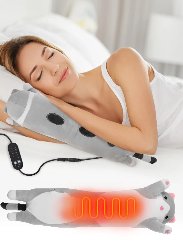 USB Heated Cat Plush Pillow for Period Cramp Relief - 12