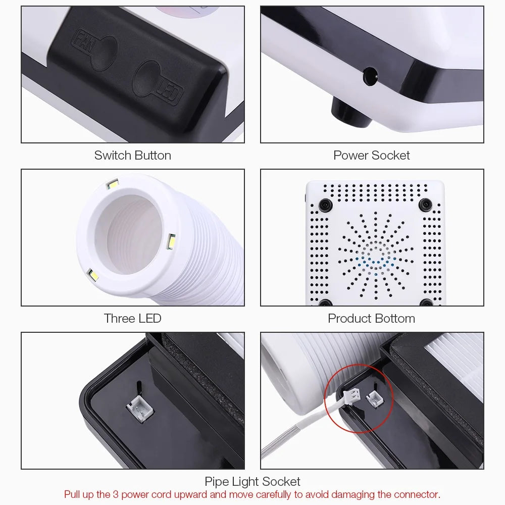 Professional 2-in-1 Nail Dust Collector with LED Lighting - 14