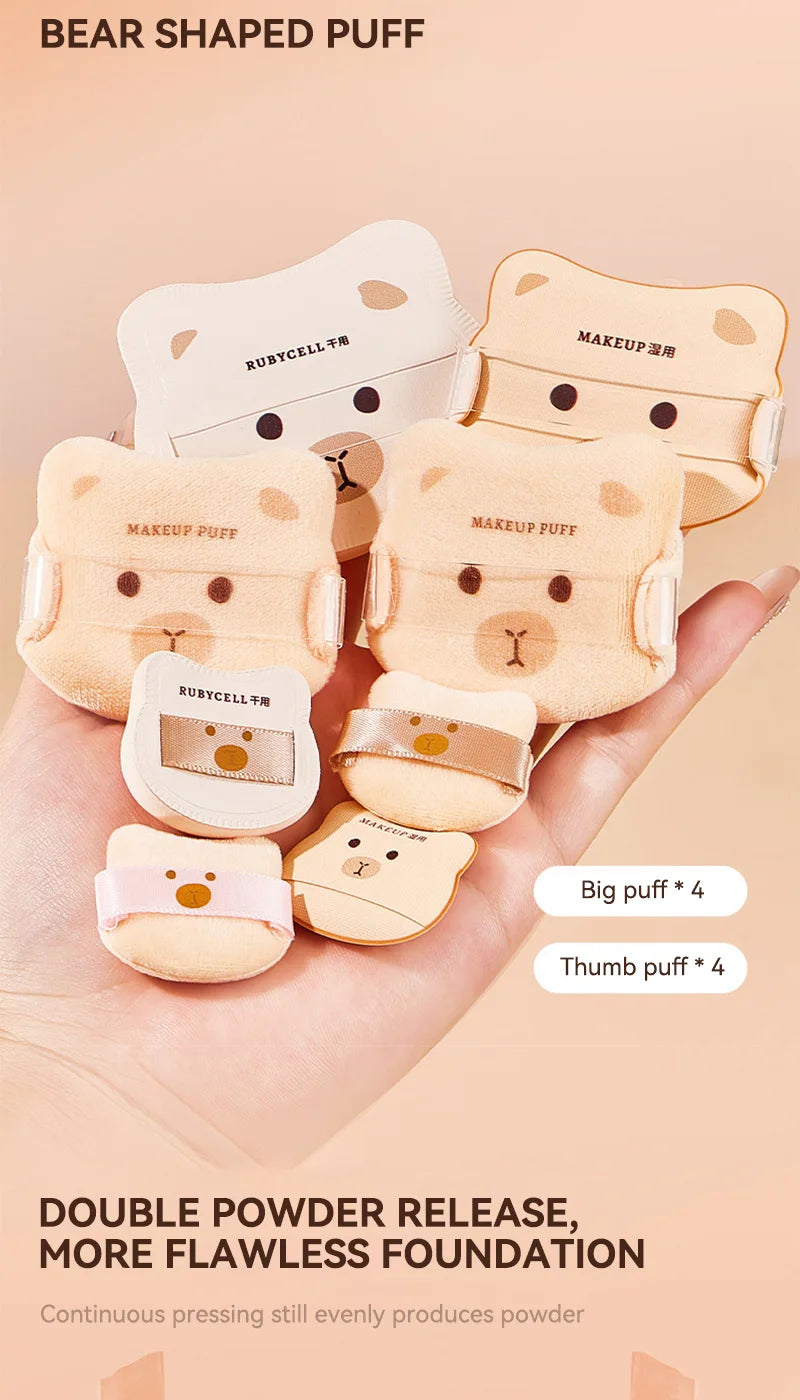 Cute Bear Makeup Powder Puff Set for Flawless Application - 11