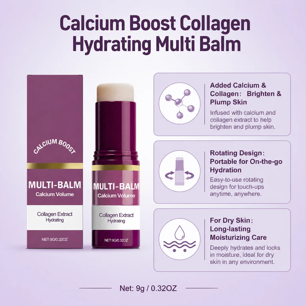 Collagen Calcium Hydrating Multi-Balm Stick for Face and Lips - 5