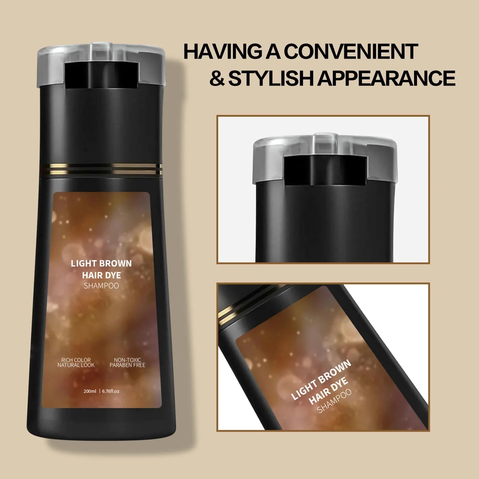 Instant Light Brown Hair Dye Shampoo for Gray Coverage - 16