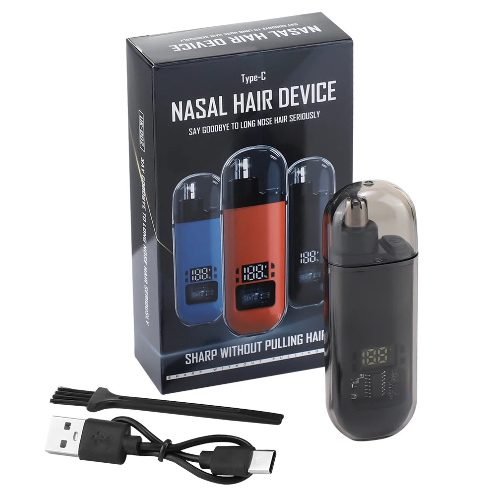 Electric Rechargeable Nose and Ear Hair Trimmer with LED Display - 18