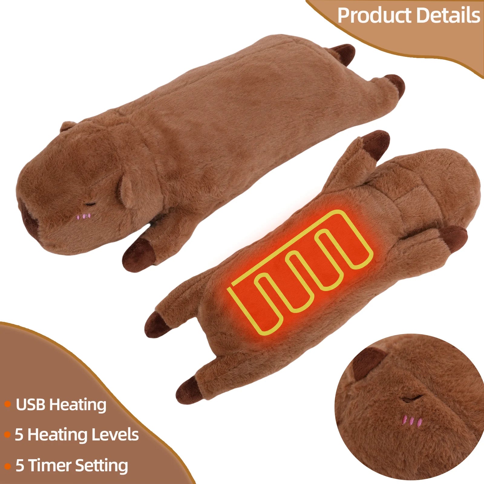 Heated Capybara Plush for Period Cramp Relief - 3