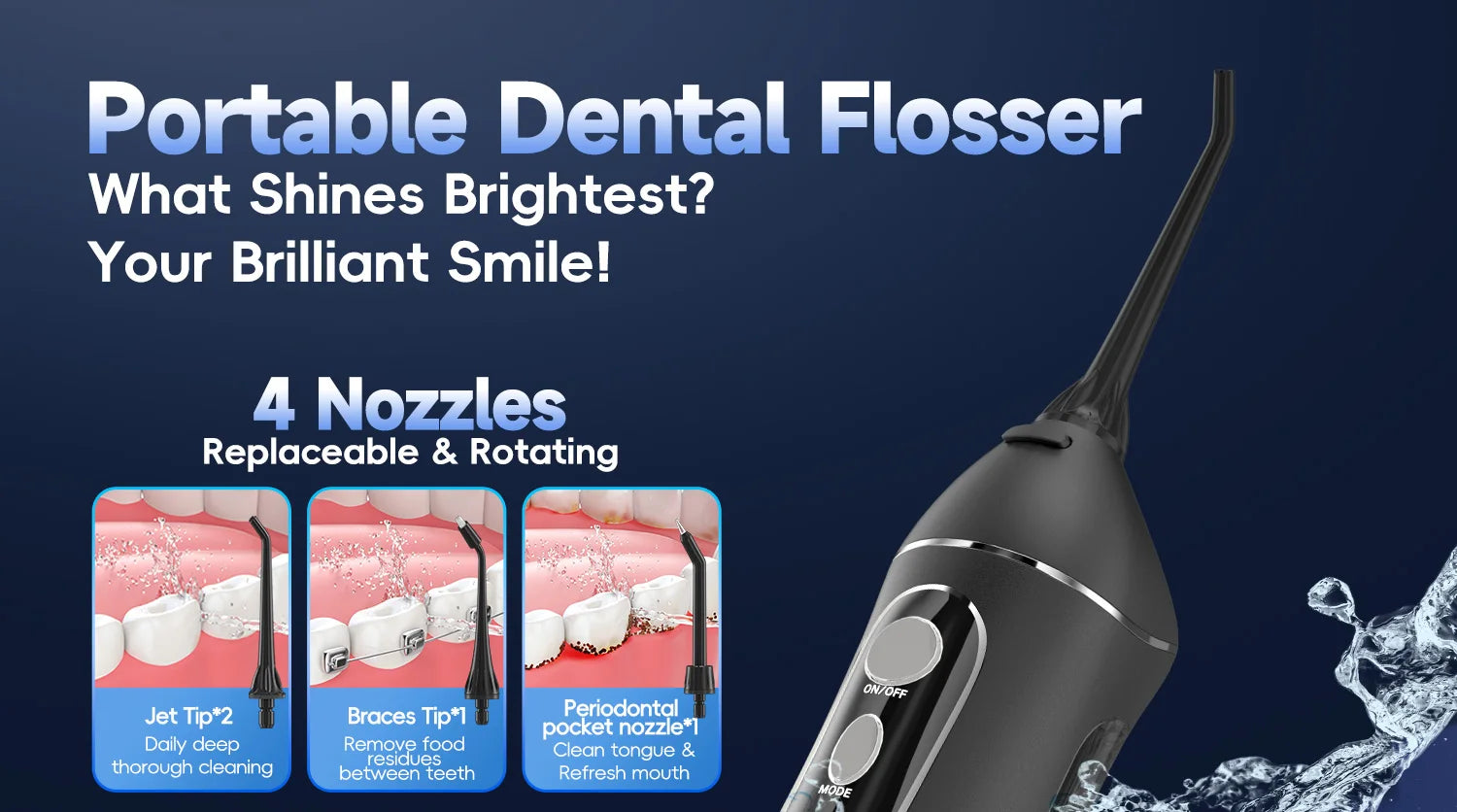Portable Cordless Water Flosser for Deep Teeth & Gum Cleaning - 10