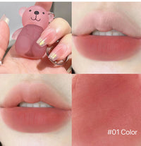 Portable Bear Keychain Velvet Matte Lip Mud