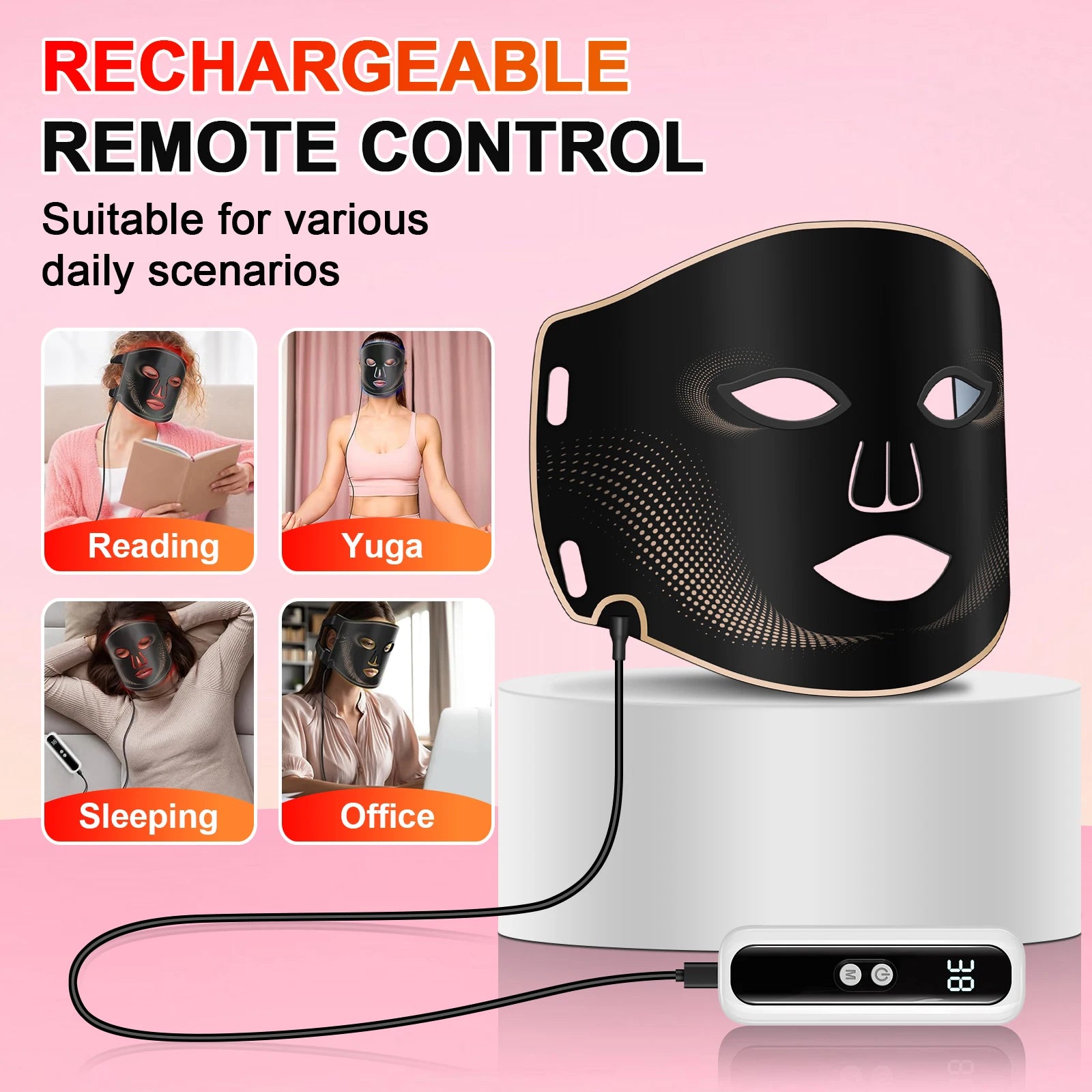 7-Color LED Light Therapy Facial Mask for Skin Rejuvenation - 12