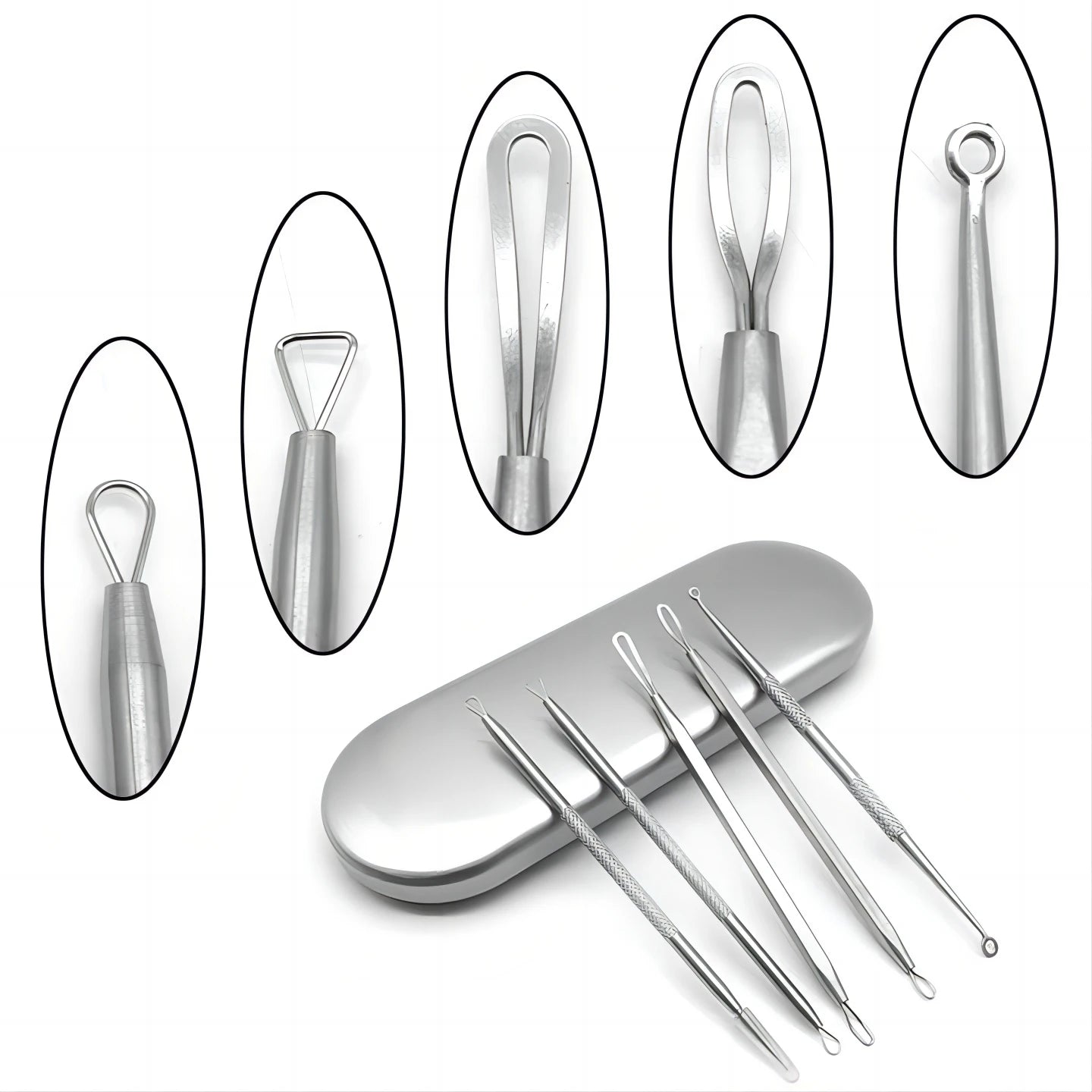5-Piece Stainless Steel Blackhead and Acne Removal Kit - 10