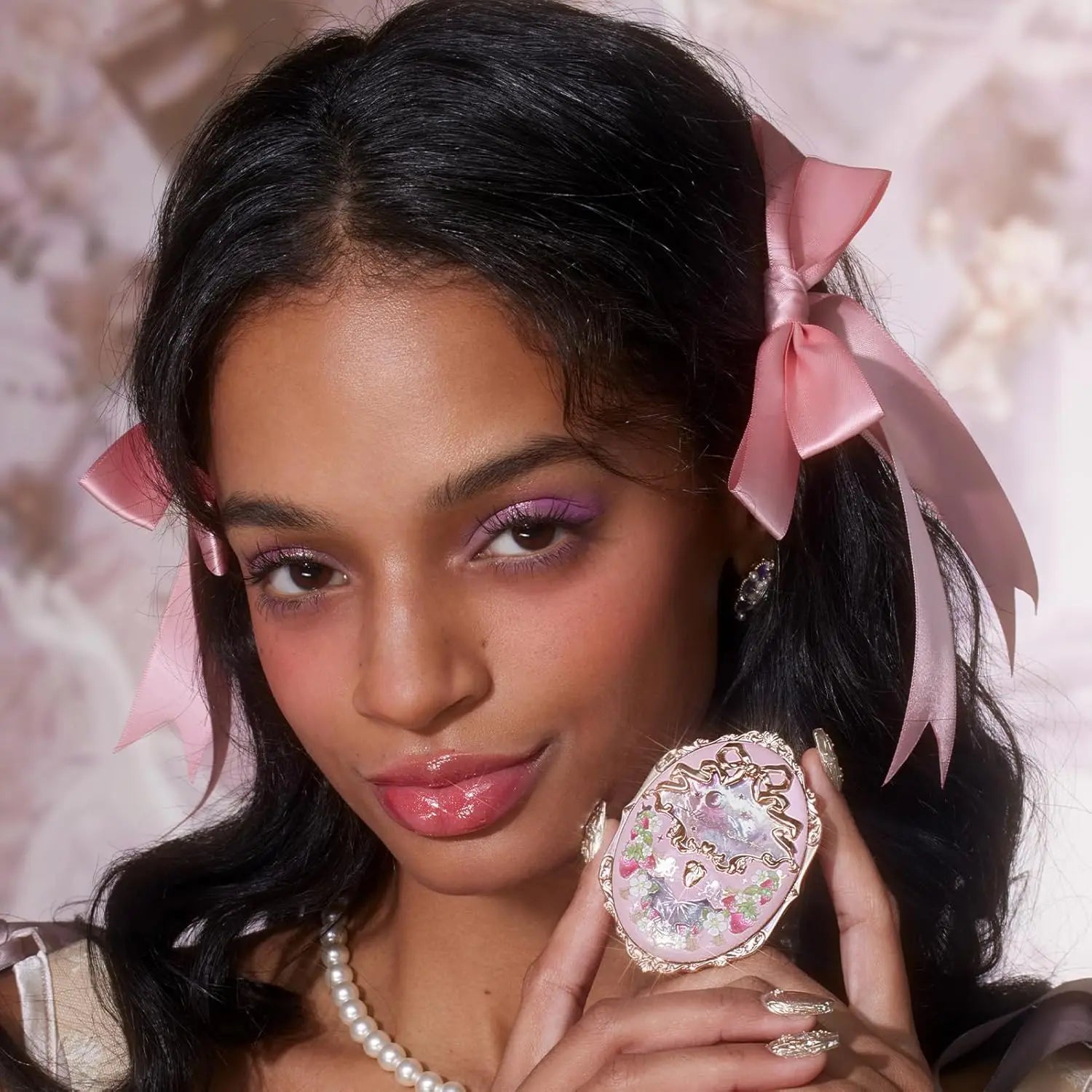 Embossed Strawberry Floral Pressed Powder Blush - 5