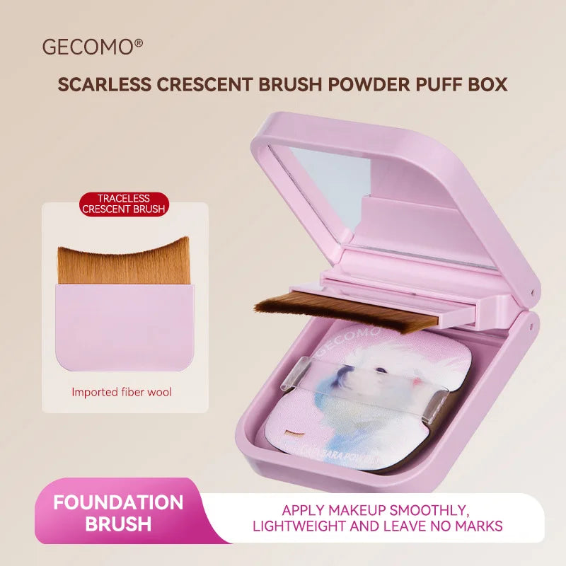 Portable Traceless Makeup Brush and Puff Case with Mirror - 17