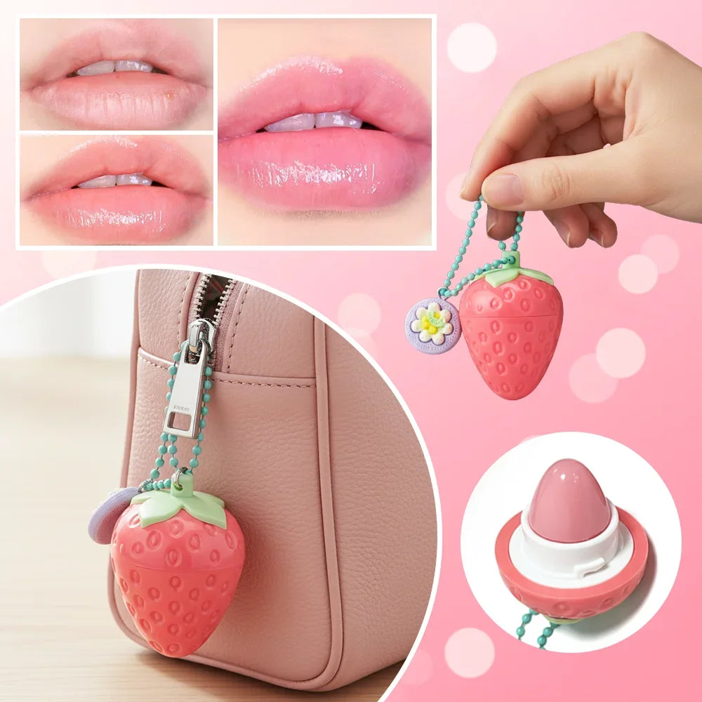 Strawberry Moisturizing Lip Balm Keychain - 3