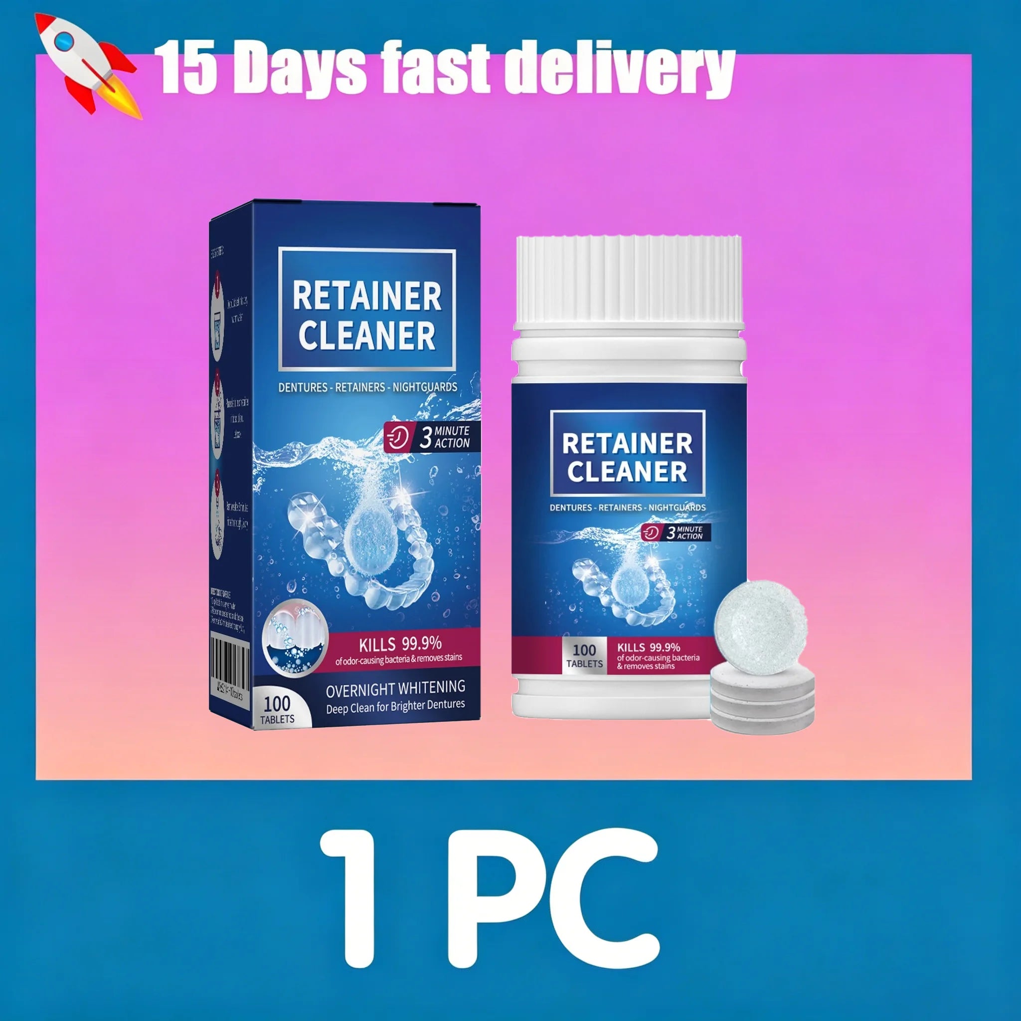 Denture and Retainer Cleaning Tablets (100 Pack) - 9
