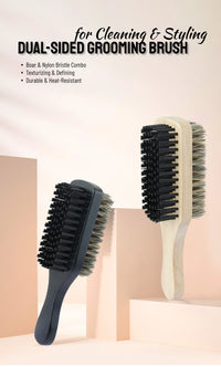 Dual-Sided Wooden Beard Grooming Brush for Styling