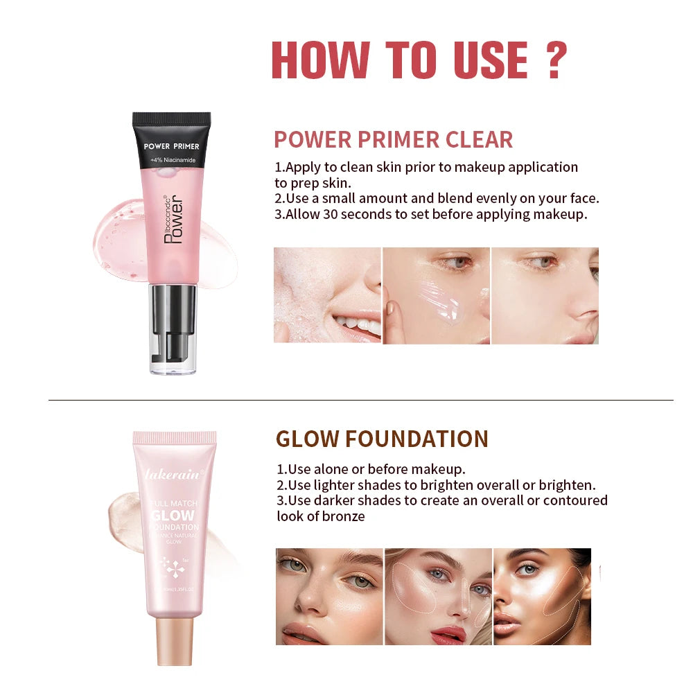Hydrating Makeup Primer and Glow Foundation Set - 4