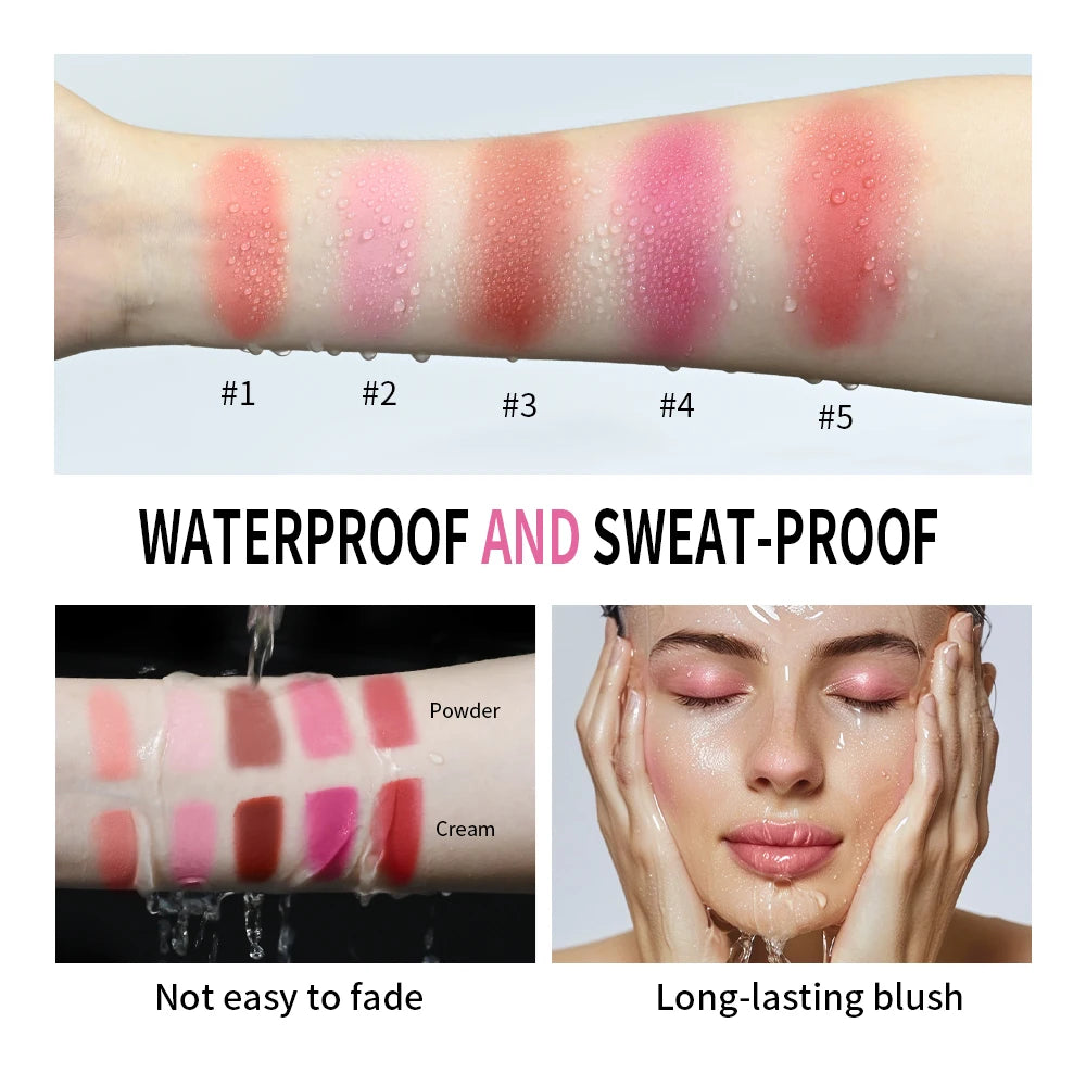 2-in-1 Cream and Powder Long-Lasting Blush Palette - 5