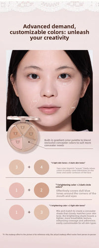 4-Color Cream Concealer Palette for Dark Circles and Contouring